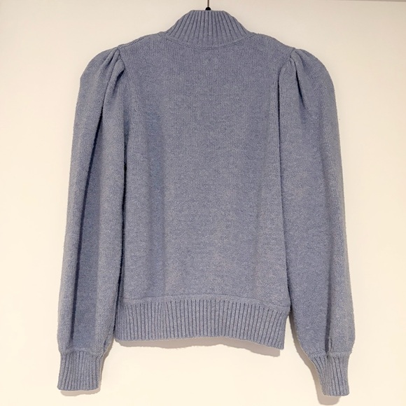 Universal Thread 1/4 Zip Puff-Sleeve Sweater Blue, Size XS - Picture 2 of 2
